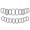 TOP SET - NO BAR 925 Silver Custom Fangs Grillz Set Double Caps Vampire Teeth Fang & Open Tooth