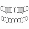 TOP SET - NO BAR 925 Sterling Silver Custom Fangs Double Grillz Set Vampire Fang & Tooth