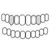 TOP SET - NO BAR (SINGLES) 925 Silver Custom Fangs Grillz Set Double Caps Vampire Teeth Fang & Open Tooth