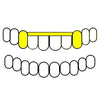 Top Teeth Caps W/Front Bar Gold Plated over 925 Sterling Silver Canine Slim Front Bar Custom Grillz