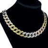 Tri-Tone 18" x 16MM Iced Cuban Link Choker Chain Necklace