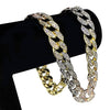 Tri-Tone 18" x 16MM Iced Cuban Link Choker Chain Necklace