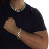 Tri-Tone 18" x 18MM Iced Cuban Link Choker Chain & Bracelet Set