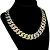 Tri-Tone 18" x 18MM Iced Cuban Link Choker Chain Necklace