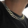 Tri-Tone Iced Cuban Link Chain Necklace 20" x 16MM