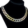 Tri-Tone Iced Cuban Link Chain Necklace 24" x 16MM