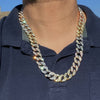 Tri-Tone Iced Cuban Link Chain Necklace 24" x 16MM