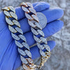 Tri-Tone Iced Cuban Link Chain Necklace 24" x 16MM