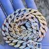 Tri-Tone Iced Cuban Link Chain Necklace 24" x 16MM
