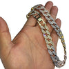 Tri-Tone Iced Cuban Link Chain Necklace 24" x 16MM