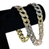 Tri-Tone Iced Cuban Link Chain Necklace 24" x 16MM