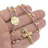 Tri-Tone Virgin Mary Rosary Necklace