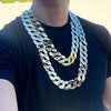 Two Chains Set Flat Cuban Link Gold Finish Necklace 24" & 30" x 25 mm