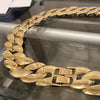 Two Chains Set Flat Cuban Link Gold Finish Necklace 24" & 30" x 25 mm