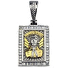 Two Tone Gold Plated over 925 Sterling Silver Jesus Malverde Pendant 1"