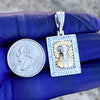 Two Tone Gold Plated over 925 Sterling Silver Jesus Malverde Pendant 1"