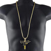 UZI Gun Black and Yellow Gold Finish 36" Franco Chain Necklace