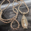 Virgen de Guadalupe Mary Body Micro Pendant Gold Finish Rope Chain Necklace 24"
