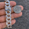 White Gold Plated Baguette Iced Flooded Out Bracelet