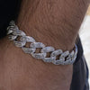 White Gold Plated Baguette Iced Flooded Out Bracelet
