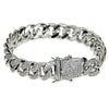 White Gold Plated CZ Iced Flooded Out Bracelet 8" x 12MM