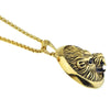 Wolf Head Gold Finish over Stainless Steel 24" Box Chain Necklace