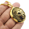 Wolf Head Gold Finish over Stainless Steel 24" Box Chain Necklace