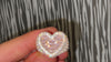 Solid 925 Sterling Silver Big Heart Ring Pink Iced CZ Flooded Out