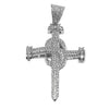 925 Sterling Silver Nail Cross Pendant Iced Flooded Out CZ Charm