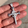 925 Sterling Silver Nail Cross Pendant Iced Flooded Out CZ Charm