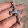 925 Sterling Silver Nail Cross Pendant Iced Flooded Out CZ Charm