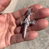 925 Sterling Silver Nail Cross Pendant Iced Flooded Out CZ Charm