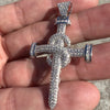 925 Sterling Silver Nail Cross Pendant Iced Flooded Out CZ Charm