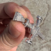 925 Sterling Silver Nail Cross Pendant Iced Flooded Out CZ Charm