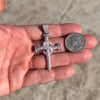 925 Sterling Silver Nail Cross Pendant Iced Flooded Out CZ Charm