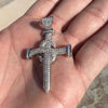 925 Sterling Silver Nail Cross Pendant Iced Flooded Out CZ Charm