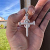 925 Sterling Silver Nail Cross Pendant Iced Flooded Out CZ Charm