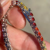925 Sterling Silver Multicolor Rainbow CZ Iced Tennis Bracelet