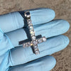 925 Sterling Silver Inverted Upside Down Cross Saint Peter Iced Flooded Out CZ Pendant