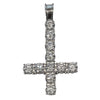 925 Sterling Silver Inverted Upside Down Cross Saint Peter Iced Flooded Out CZ Pendant