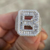 925 Sterling Silver Initial Letter Iced Baguette Flooded Out Ring