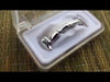 Silver Tone Full Vampire Fangs Slim Bar Grillz Set