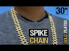 14K Gold Plated Spike Chain 30" Inch X 25MM