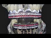 Silver Tone Pink Two-Row Iced Teeth Grillz Set