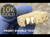 Real Solid 10K Gold Double Front Teeth Custom Grillz