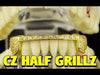 14K Gold Plated Iced CZ Bottom Teeth Slim Half Grillz