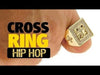 Iced Bling Cross Gold Finish Hip Hop Ring
