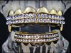 14K Gold Plated Vampire Fangs Two-Row Iced Grillz Set