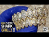 14K Gold Plated CZ Iced Flooded Out Shark Teeth Grillz Set