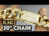 Gold Plated Cuban Link Chain Iced Flooded Out Necklace 20"x 19MM